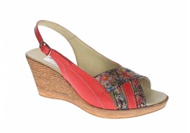 Sandale dama de vara cu platforme de 7 cm, din piele naturala, rosu, BOX, S50RBOX